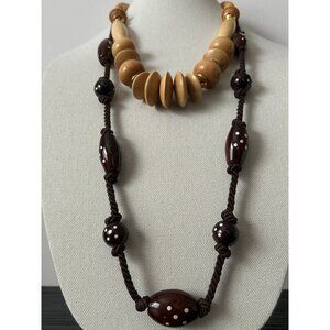 VTG 90's Retro Beaded Necklaces Set of 2 Polka Dot & Chunky Beads Boho Polka-Dot